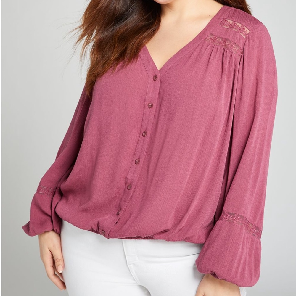Button up Peasant top Lane Bryant size 14/16